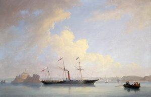 The Screw Steamer Lady Bird off Elizabeth Castle, Jersey by Philip John (after) Ouless