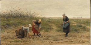 Scheveningen Women Gleaning a Harvested Potato Field by Philip Sadée