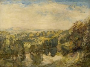 The River Teme, Evening, near Ludlow - The Clee Hills in the Distance