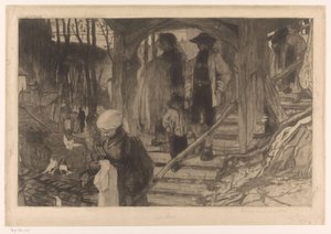 Farmers Descending a Staircase by Philip Zilcken (signed by artist)