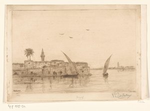 View of the Nile with Sailing Boats by Philip Zilcken (signed by artist)