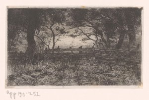 Meadow with Fence and Trees by Philip Zilcken