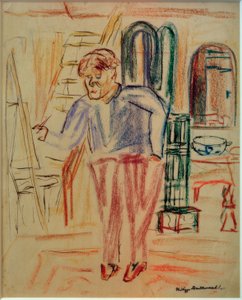 Kirchner at the Easel in His Studio by Philipp Bauknecht