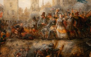Defense of Tournai by the Princess of Epinoy by Philippe Auguste Hennequin