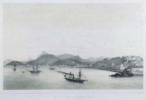 Nine panoramic views of Rio de Janeiro: As Prais St. Luzia a Gloria, 1862 by Philippe Benoist