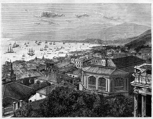 View of Hong Kong Bay. Engraving after a drawing by Benoist, in 
