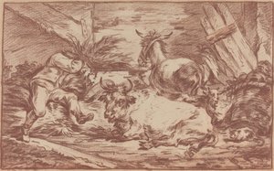 Animals in a Stable by Philippe Jacques de Loutherbourg II