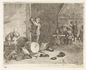 Interior with Boy by a Drum and Armor by Philippe Lambert Joseph Spruyt