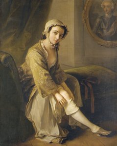Young woman in a fawn dress by Philippe Mercier
