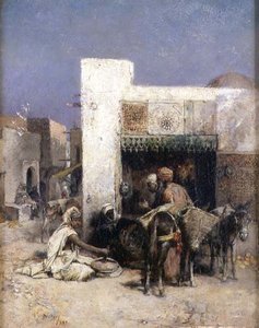 Arabs outside a house