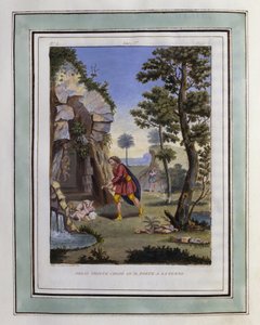 Dryas Finds Chloe and Carries Her to His Wife. Drawing by Philippe d