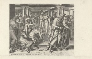 Christ and the Adulterous Woman (Six Scenes with Christ and Women from the Gospels) by Philips Galle