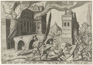 The Capture of Tirzah, The Days of Calamity of the Jewish People (series title) by Philips Galle