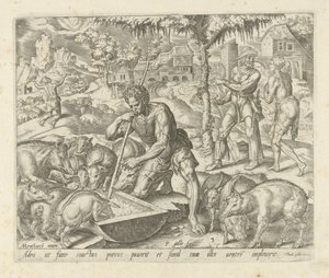 The Prodigal Son as a Swineherd Parable of the Prodigal Son (series title) by Philips Galle