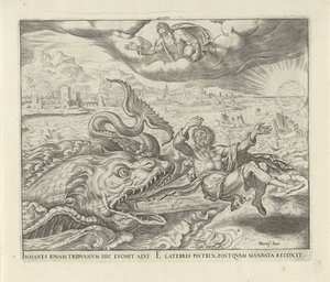 The Fish Spits Jonah onto the Land (History of Jonah) by Philips Galle