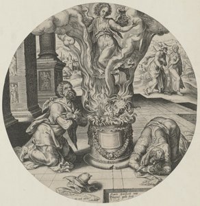 Angel Appears in the Flames by Philips Galle