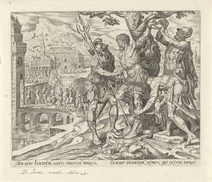 Israelites Cutting Achior Loose by Philips Galle