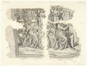 Lower Left Corner of a Print of the Scene of Cebes (Tabula Cebetis Carta Vitae) by Philips Galle