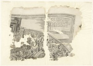 Upper Right Corner of a Print of the Scene of Cebes (Tabula Cebetis Carta Vitae) by Philips Galle