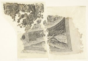 Lower Right Corner of a Print of the Scene of Cebes (Tabula Cebetis Carta Vitae) by Philips Galle