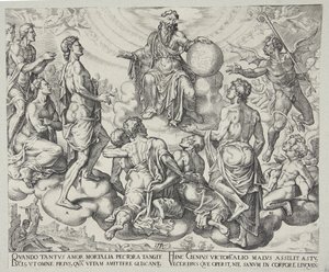 Satan Challenging the Lord to Remove His Protection from Job by Philips Galle