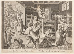 Spreading the Leaves on the Feeding Trays by Philips Galle