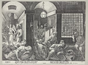 St. Peter Freed from Prison by the Angel by Philips Galle