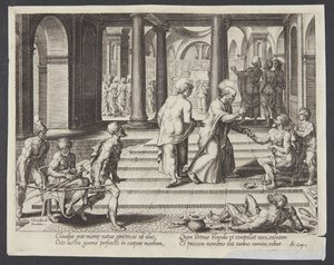 St. Peter Healing the Lame at the Beautiful Gate by Philips Galle