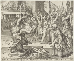 Stoning of the Elders (Story of Susanna series) by Philips Galle