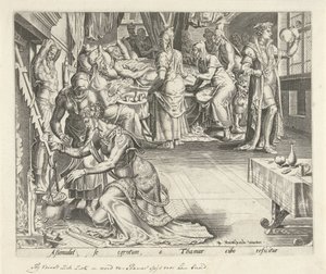 Tamar Cooking for Amnon (History of Tamar and Amnon) by Philips Galle