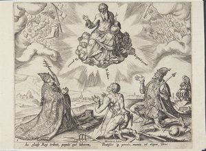 The Lord Assigning Duties to the Three Estates by Philips Galle
