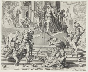 The Destruction of the Temple of Baal and the Slaughter of His Priests by Philips Galle