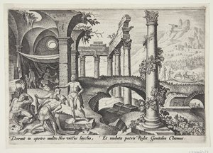 The mocking of Noah by Philips Galle