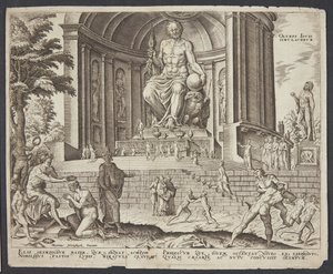 The Statue of Jupiter at Olympia by Philips Galle