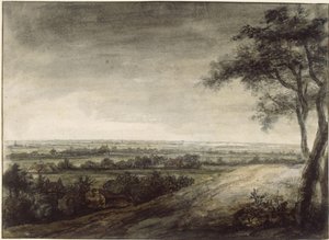 View into a Wide Landscape by Philips Koninck