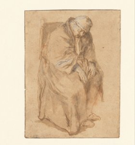 Joost van den Vondel, sleeping in a chair by Philips Koninck