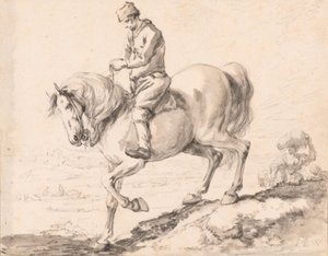 A Rider Crosses a Stream with His Horse by Philips Wouwerman