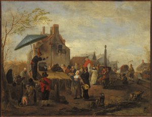 Jugglers at a Market by Philips Wouwerman