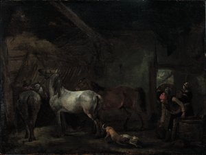 Stable with Three Horses by Philips Wouwerman