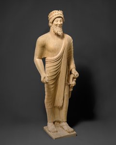 Limestone Statue of a Bearded Man with Votive Offerings, c.475-450 BC (limestone)