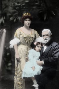 Australian Singer Nellie Melba (1861-1931) with Her Father and an Unidentified Little Girl. Melbourne, Early 20th Century by Photographer Australian