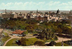 Hyde Park from St Marys Cathedral, Sydney by Photographer Australian