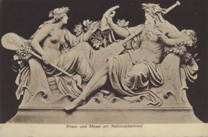Allegorical figures representing the Rhine and the Mosel on the Nationaldenkmal, monument commemorating the unification of Germany, Rudesheim am Rhein, Hesse by Photographer German