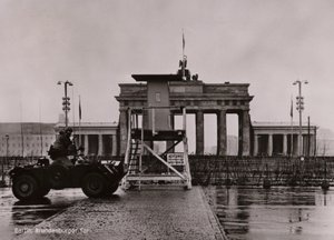 British armoured car on the border between East and West Berlin at the Brandenburg Gate