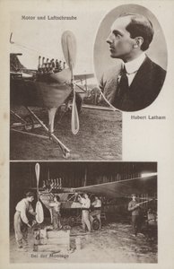 French aviator Hubert Latham and his aeroplane by Photographer German