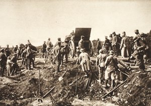 German Battery Moving Ahead Over Difficult Terrain Before Fismes, Captured French in Foreground by Photographer German