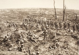 German Infantry Crossing Chemin des Dames, 27th May 1918 by Photographer German