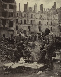German prisoners of war released from captivity in the Soviet Union amid the ruins of Berlin