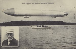 Graf Ferdinand von Zeppelin and one of his airships