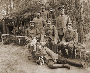 Group of German soldiers with a dog by Photographer German